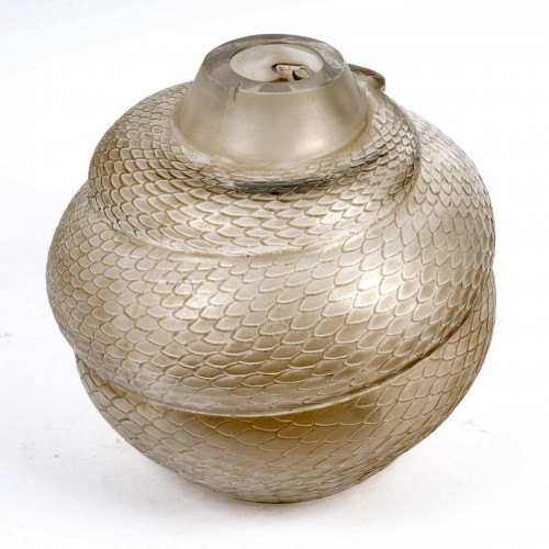 Glass & Crystal  - 1924 René Lalique - Vase Serpent Snake With Sepia Patina