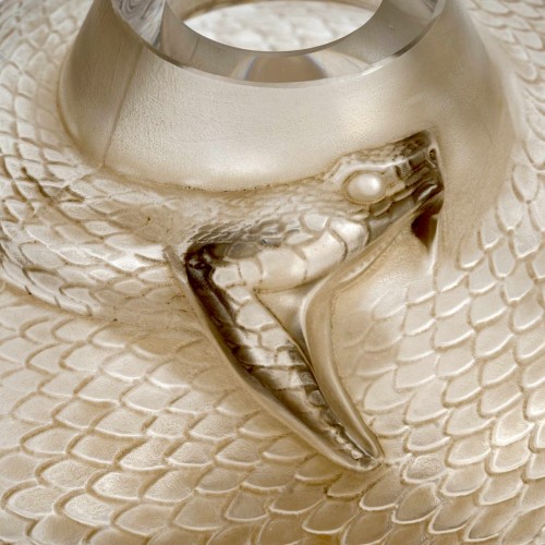 1924 René Lalique - Vase Serpent Snake With Sepia Patina - 