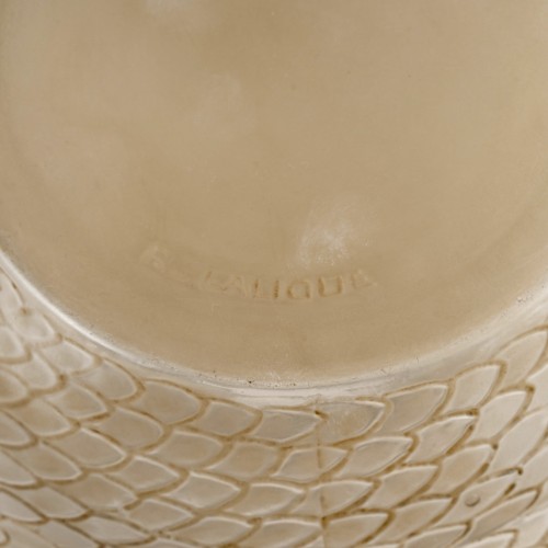 20th century - 1924 René Lalique - Vase Serpent Snake With Sepia Patina