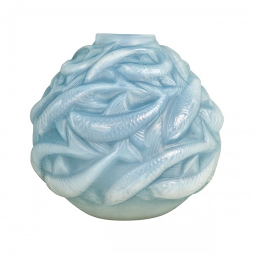 1927 René Lalique - Vase Oleron With Blue Patina