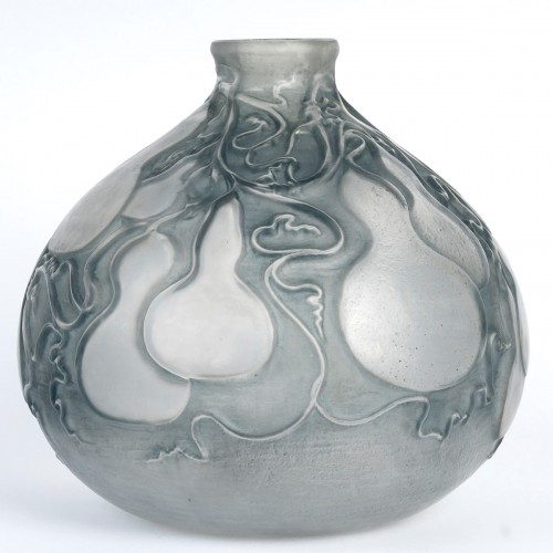 1914 René Lalique - Vase Courges With Blue Grey Patina - Glass & Crystal Style Art nouveau