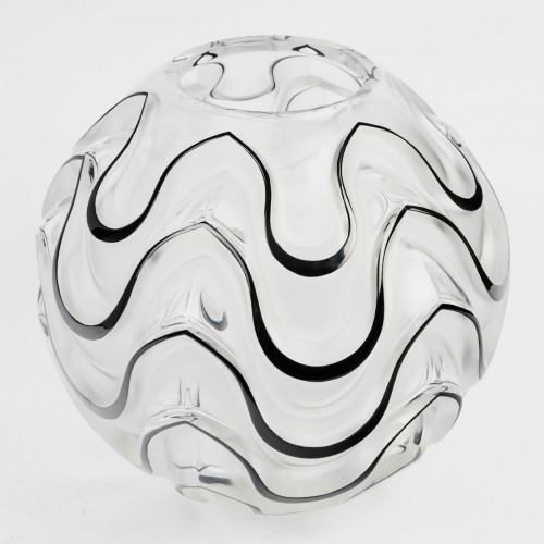 2006 Lalique France -vase Boule Vibration - Glass & Crystal Style Art Déco