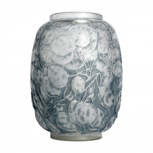 1914 René Lalique - Vase Monnaie du Pape patiné bleu