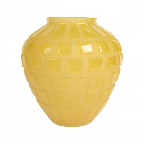 Daum - Vase Rythmes Pâte de Cristal Jaune