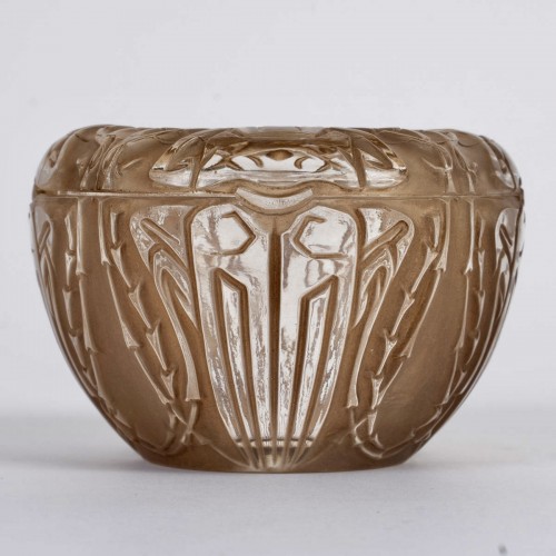 1911 René Lalique - Boîte Quatre Scarabées Patiné Sépia - Verrerie, Cristallerie Style Art nouveau