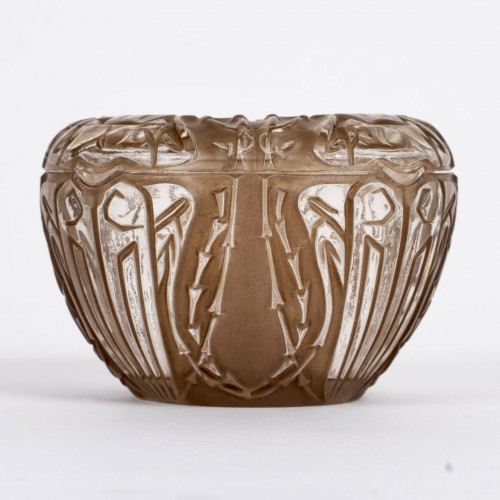 Verrerie, Cristallerie  - 1911 René Lalique - Boîte Quatre Scarabées Patiné Sépia