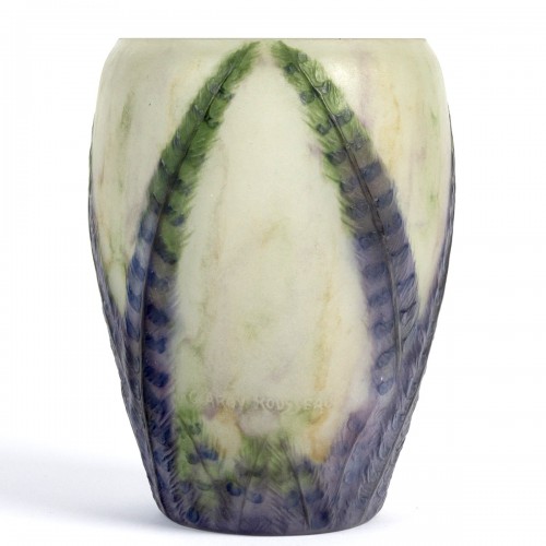 1922 Gabriel Argy Rousseau - Vase Plumes - Verrerie, Cristallerie Style Art Déco
