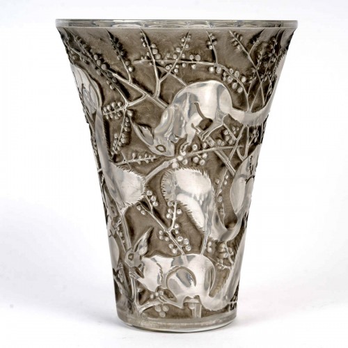 1934 René Lalique - Vase Senart Ecureuils - Verrerie, Cristallerie Style Art Déco