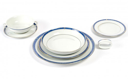 Christofle - Service de Table Oceana Porcelaine - 87 Pièces - Argenterie et Arts de la table Style Art Déco
