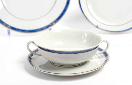 Art Déco - Christofle - Service de Table Oceana Porcelaine - 87 Pièces