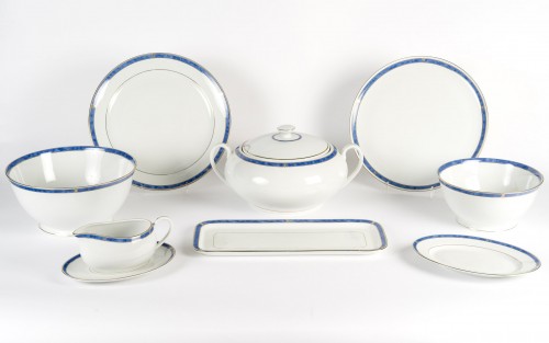 Antiquités - Christofle - Service de Table Oceana Porcelaine - 87 Pièces