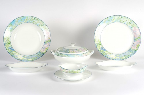 Antiquités - Christofle - Service de Table Impressions Porcelaine de Limoges - 36 Pièces
