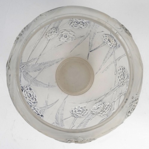 1923 René Lalique - Vase Nefliers With Blue Patina - Art Déco