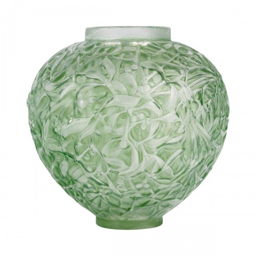 1920 René Lalique - Vase Gui Mistletoe With Green Patina
