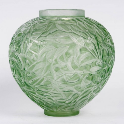 1920 René Lalique - Vase Gui Mistletoe With Green Patina - Glass & Crystal Style Art Déco