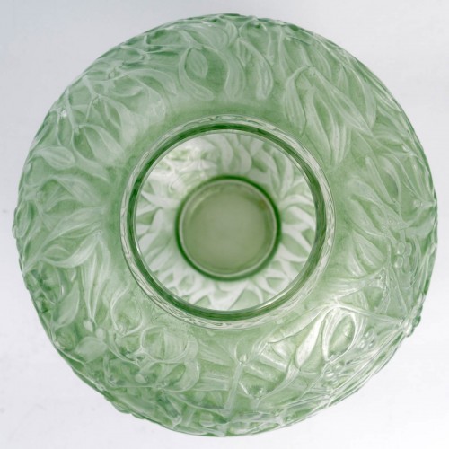 1920 René Lalique - Vase Gui Mistletoe With Green Patina - 