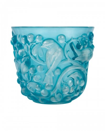 1927 René Lalique - Avallon Vase With Electric Blue Patina