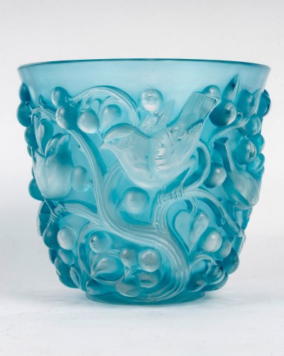 1927 René Lalique - Avallon Vase With Electric Blue Patina - Glass & Crystal Style Art Déco