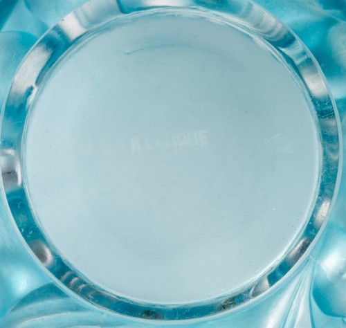 1927 René Lalique - Avallon Vase With Electric Blue Patina - Art Déco
