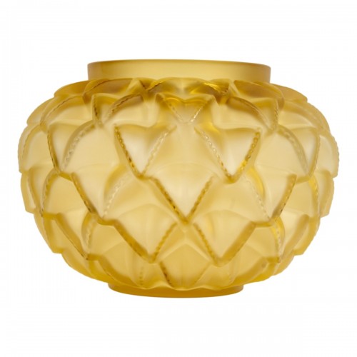 Lalique France - Vase Languedoc Amber Yellow