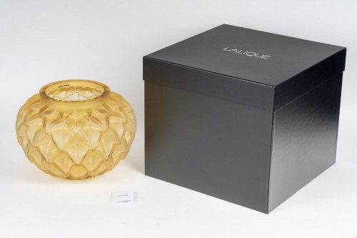 Lalique France - Vase Languedoc Amber Yellow - 