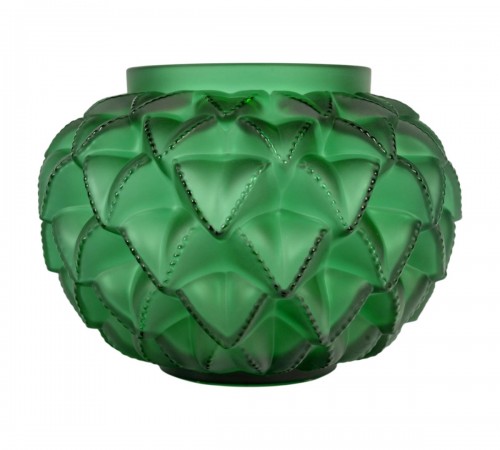 Lalique France - Vase Languedoc Emerald Green