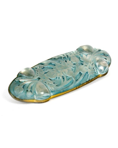 1913 René Lalique - Brooch Quatre Cabochon Bluets Glass With Blue Patina - Glass & Crystal Style Art Déco