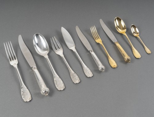 Puiforcat - Ménagère Elysée Argent Massif et Vermeil - 165 Pièces - Argenterie et Arts de la table Style Régence