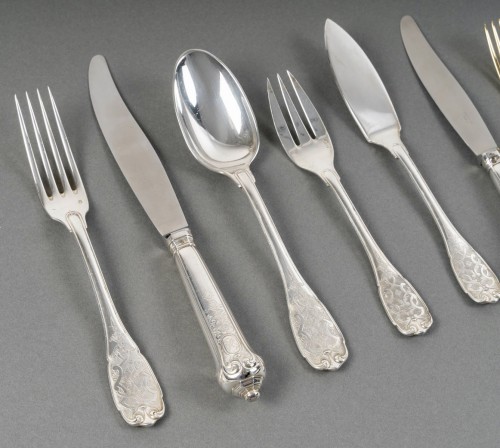 Argenterie et Arts de la table  - Puiforcat - Ménagère Elysée Argent Massif et Vermeil - 165 Pièces