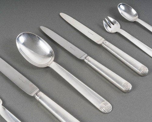 Argenterie et Arts de la table  - Jean E. Puiforcat - Ménagère Art Déco Royan Normandie Argent Massif - 108 Pièces