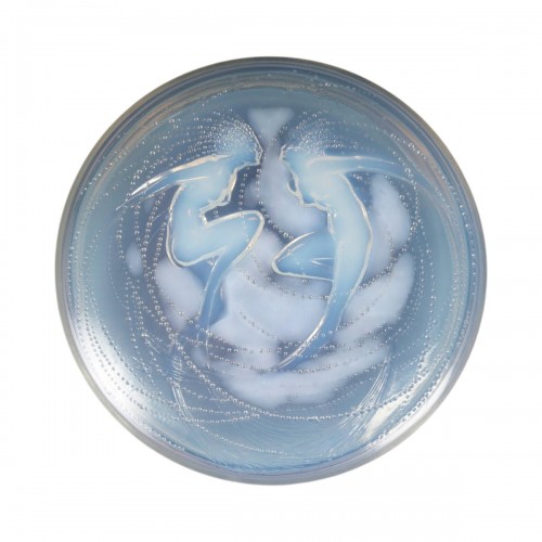 1921 René Lalique - Boîte Deux Sirènes Verre Opalescent