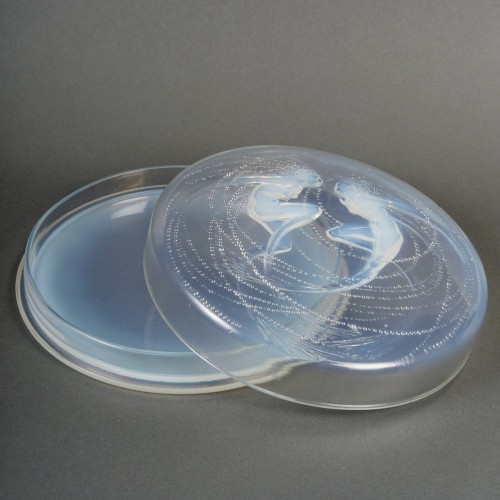 1921 René Lalique - Boîte Deux Sirènes Verre Opalescent - Verrerie, Cristallerie Style Art Déco