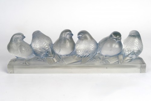 1933 René Lalique - Décoration Groupe de Six Moineaux - Verrerie, Cristallerie Style Art Déco