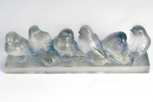Verrerie, Cristallerie  - 1933 René Lalique - Décoration Groupe de Six Moineaux