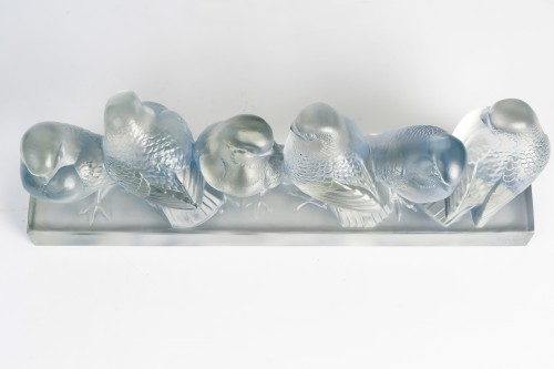 1933 René Lalique - Décoration Groupe de Six Moineaux - BG Arts