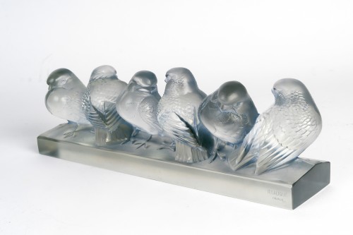 XXe siècle - 1933 René Lalique - Décoration Groupe de Six Moineaux