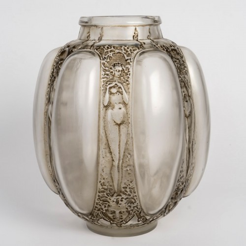 1912 René Lalique - Vase Six Figurines Et Masques - Glass & Crystal Style Art nouveau