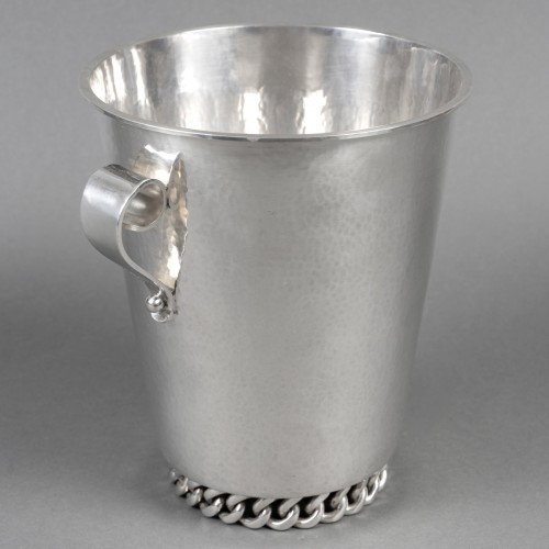 Jean Desprès - Seau à champagne Gourmette en métal argenté martelé - Argenterie et Arts de la table Style Années 50-60
