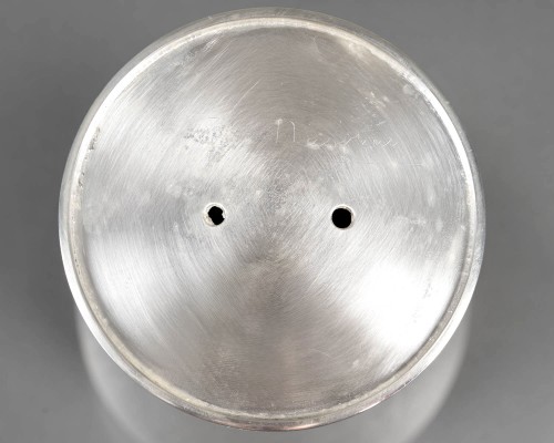 Jean Desprès - Paire de Vases Moderniste en métal argenté martelé - Art Déco
