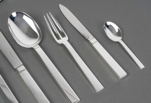 silverware & tableware  - Puiforcat - Art Deco Cutlery Flatware Set Antibes Sterling Silver - 49 Piec