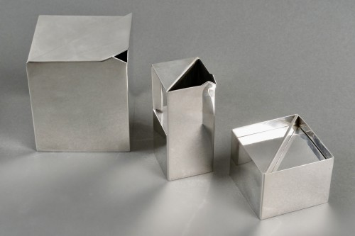 Christofle - Art Deco Modernist Tea Coffee Set Geometrie Plated Silver - silverware & tableware Style Art Déco