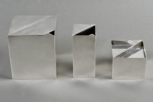 silverware & tableware  - Christofle - Art Deco Modernist Tea Coffee Set Geometrie Plated Silver