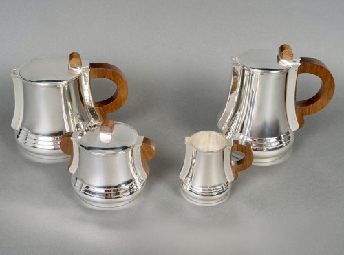 1930 Jean E. Puiforcat - Art Deco Modernist Tea Coffee Set Sterling Silver  - silverware & tableware Style Art Déco
