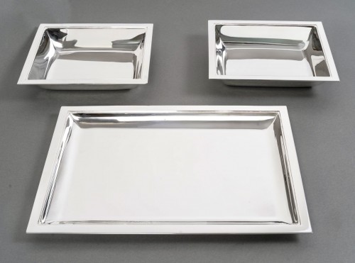 Jean E. Puiforcat - Art Deco 3 Plates Serving Pieces Solid Silver Serving - silverware & tableware Style Art Déco