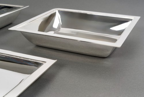 silverware & tableware  - Jean E. Puiforcat - Art Deco 3 Plates Serving Pieces Solid Silver Serving