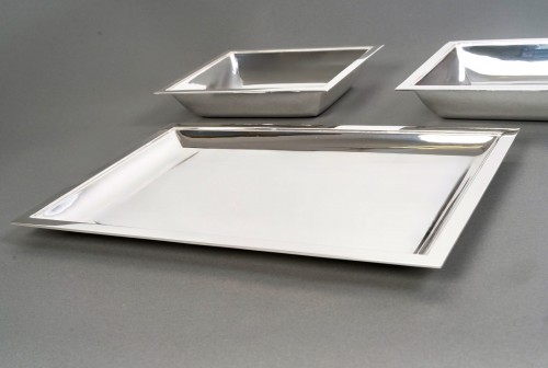 Jean E. Puiforcat - Art Deco 3 Plates Serving Pieces Solid Silver Serving - 