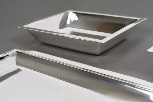 Jean E. Puiforcat - Art Deco 3 Plates Serving Pieces Solid Silver Serving - Art Déco