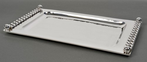 Jean Desprès - Tray Hammered Silver-plated Metal  - silverware & tableware Style 50