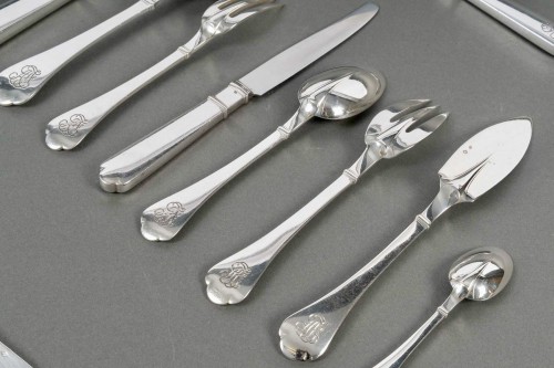 Antiquités - Puiforcat - Ménagère Richelieu Argent Massif - 112 Pièces