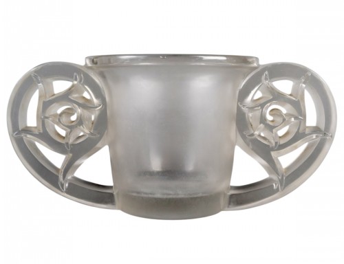 1926 René Lalique - Art Déco Vase Pierrefonds Verre Blanc